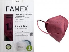Famex Μάσκα Υψηλής Προστασίας FFP2 Χρώμα Μπορντώ, 1τμχ