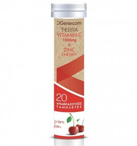 Genecom Terra Vitamin C 1000 mg & Zinc 20 αναβράζοντα δισκία με γεύση κεράσι