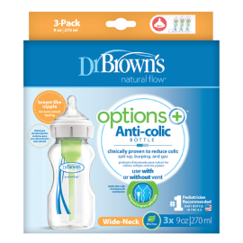 Dr. Browns Options+ Μπιμπερό Πλαστικό με Φαρδύ Λαιμό 270ml, 3τμχ