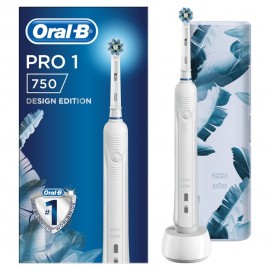 Oral-B Επαναφορτιζόμενη Ηλεκτρική Οδοντόβουρτσα Pro 1 750 White Design Edition & Θήκη Ταξιδιού, 1τεμ.