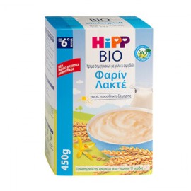 Hipp Bio Κρέμα Δημητριακών με Γάλα & Σιμιγδάλι Φαρίν Λακτέ από τον 6ο μήνα 450gr