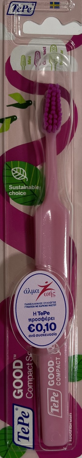 Tepe Good Compact Οδοντόβουρτσα Μαλακή Χρώμα Ροζ, 1τμχ