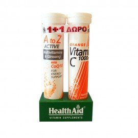 Health Aid A to Z Active Multivitamins & Ginseng with CoQ10 με Γεύση Tutti-Frutti 20tabs & ΔΩΡΟ Vitamin C 1000mg με Γεύση Πορτοκάλι 20tabs