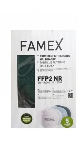 Famex Μάσκα Υψηλής Προστασίας FFP2 Χρώμα Κυπαρισσί, 1τμχ