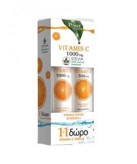 Power Health PROMO Ester C 1000mg Συμπλήρωμα Διατροφής για το Ανοσοποιητικό με Στέβια - ΔΩΡΟ Vitamin C 500mg με Γεύση Πορτοκάλι 20+20 Αναβράζοντα Δισκία