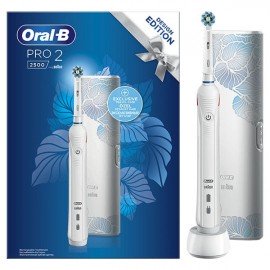 Oral-B Επαναφορτιζόμενη Ηλεκτρική Οδοντόβουρτσα Pro 2 2500 White Design Edition με Δώρο Θήκη Ταξιδιού, 1τμχ
