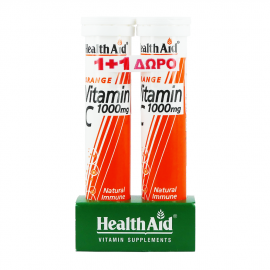 Health Aid Vitamin C 1000mg with Orange Flavor 20tabs 1 + 1 Gift