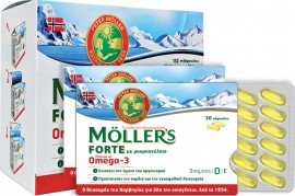 Moller’s Forte Μουρουνέλαιο Μίγμα Ιχθυελαίου & Μουρουνέλαιου Πλούσιο σε Ω3 Λιπαρά Οξέα 150caps