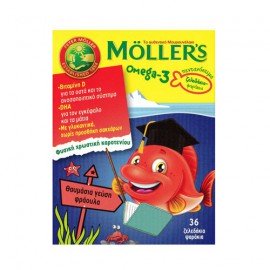 Mollers Omega-3 Kids Ζελεδάκια με Ω-3 Λιπαρά Οξέα για Παιδιά με γεύση φράουλα 36gummies
