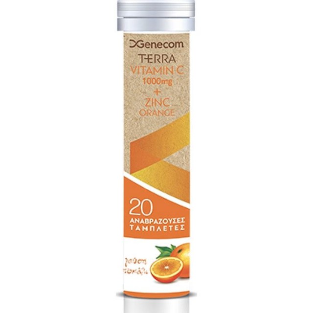 Genecom Terra Vitamin C 1000 mg & Zinc 20 αναβράζοντα δισκία Orange