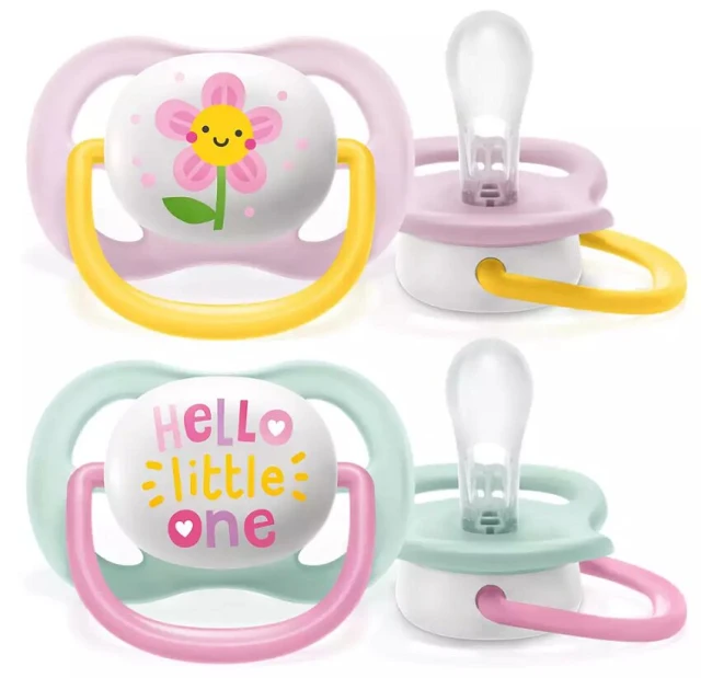 Avent Πιπίλα Σιλικόνης Ultra Air Happy 0-6m SCF080/09 Χρώμα Ροζ-Γαλάζιο, 2τμχ