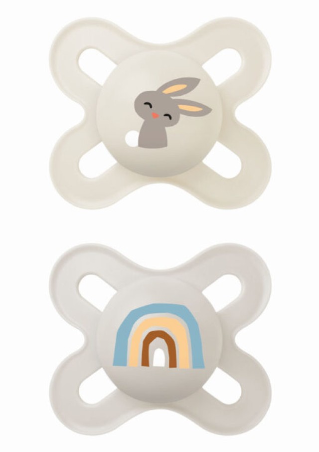 MAM Πιπίλα Σιλικόνης Original Start 0-2m Χρώμα Κρεμ-Γκρι, 2τμχ