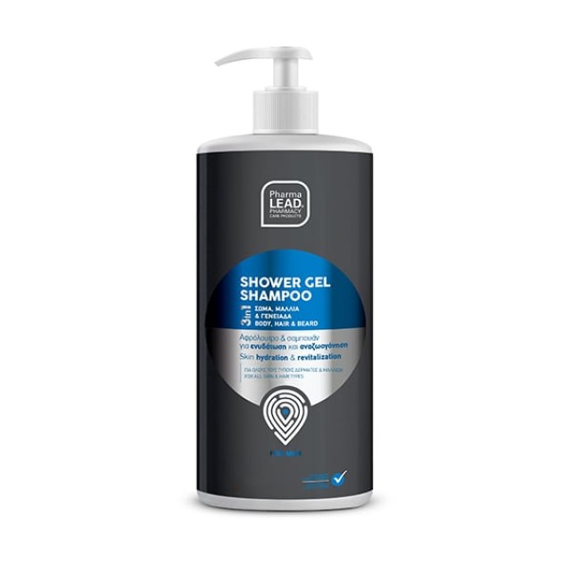 Pharmalead Shower Gel Shampoo For Men 3 in 1 Σαμπουάν - Αφρόλουτρο για Σώμα, Μαλλιά & Γενειάδα, 1lt