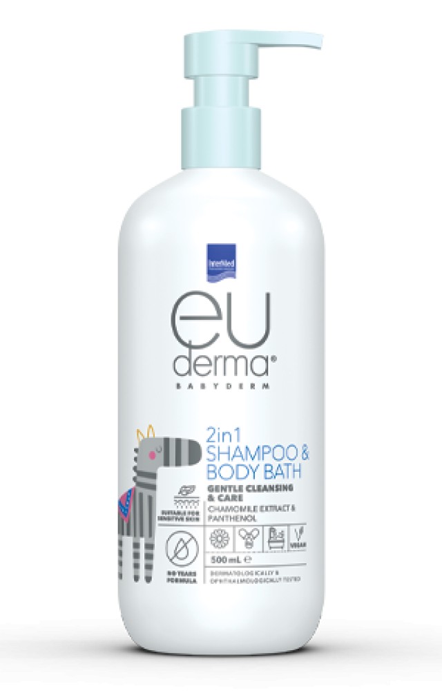Euderma Babyderm 2in1 Shampoo & Body Bath Genlte Cleansing & Care 500ml