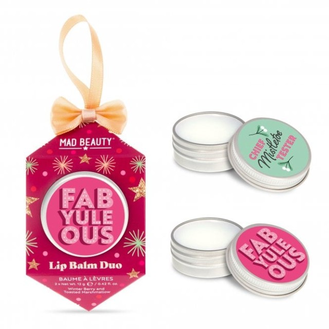 Mad Beauty Fabyuleous Lip Balm Duo Winter Berry & Toasted Marshmallow Fragrance