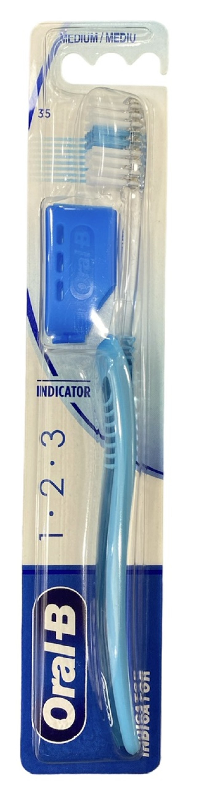 Oral-B Οδοντόβουρτσα Μέτρια Indicator 1-2-3 35mm Χρώμα Γαλάζιο, 1τμχ