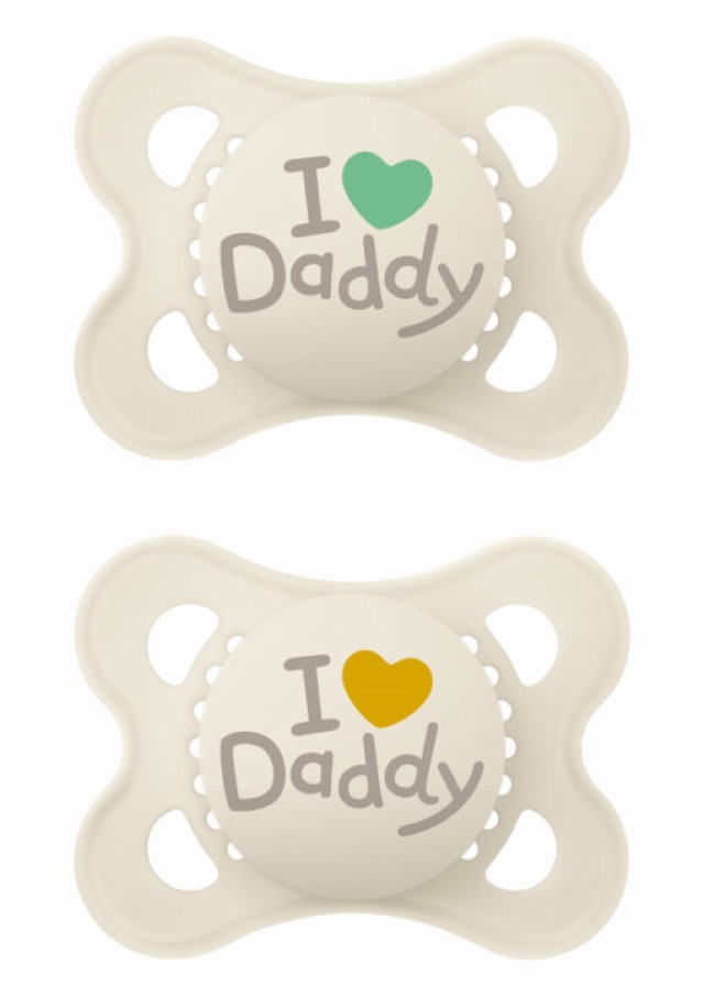 MAM Πιπίλα I Love Daddy Original Σιλικόνης 2-6m Χρώμα Κρεμ, 2τμχ