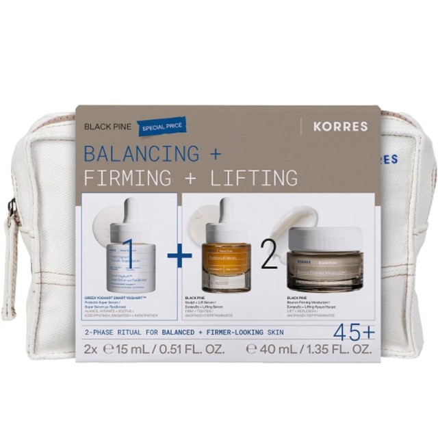 Korres Promo Greek Yoghurt Smart Probiotic Super Serum 15ml & Black Pine 4D Sculpt & Lift Serum 15ml & Black Pine 4D Bounce, Firming & Moisturizer Day Cream 40ml & Δώρο Νεσεσέρ