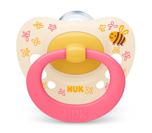 NUK Signature Πιπίλα Σιλικόνης 6-18m Χρώμα Κίτρινο-Ροζ , 1τμχ