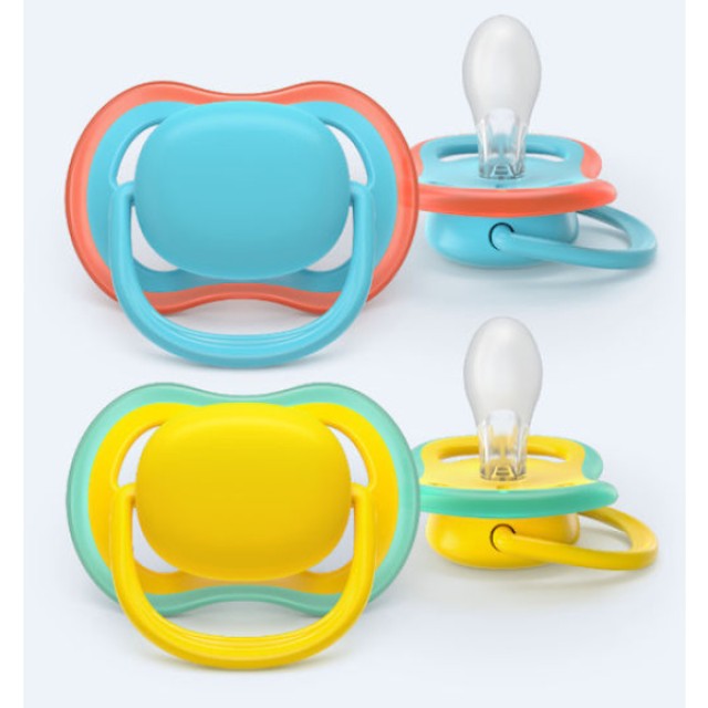 Avent Πιπίλα Σιλικόνης Ultra Air 18m+ SCF349/57 Χρώμα Γαλάζιο-Κίτρινο, 2τμχ