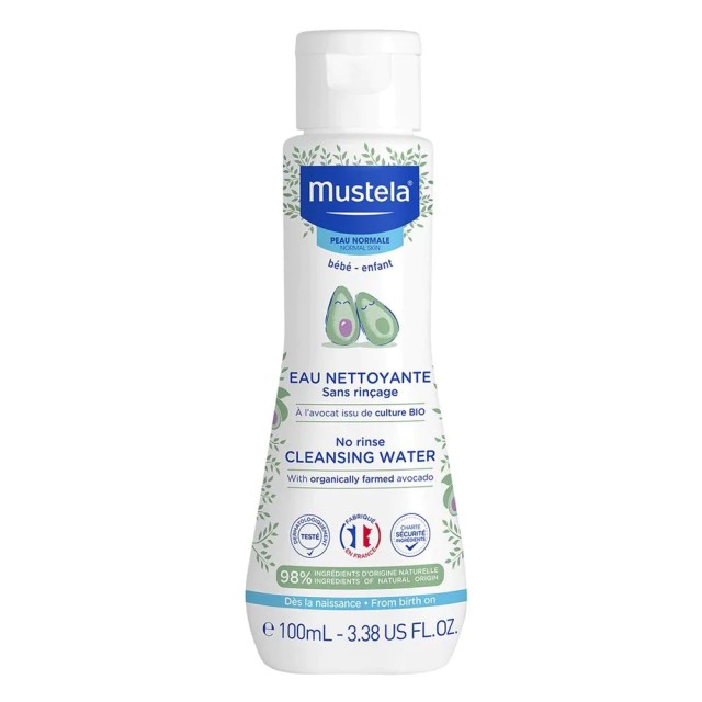 Mustela No rinse Cleansing Water, Νερό Καθαρισμού Χωρίς Ξέβγαλμα Με Αβοκάντο Βιολογικής Καλλιέργειας 100ml
