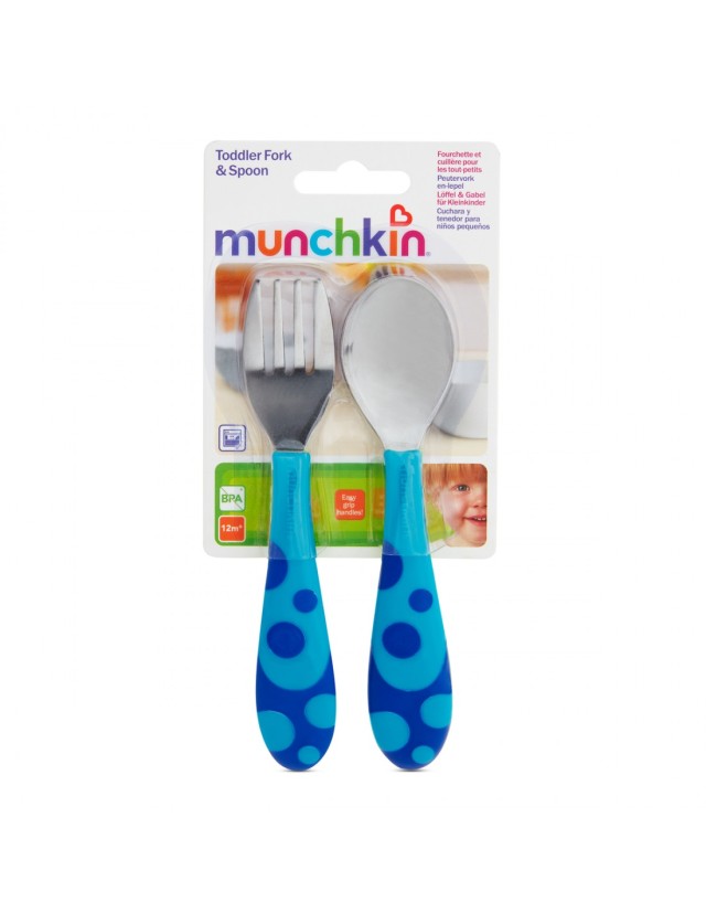 Munchkin Σετ Πιρούνι & Κουτάλι 12m+ Χρώμα Μπλε, 2τμχ