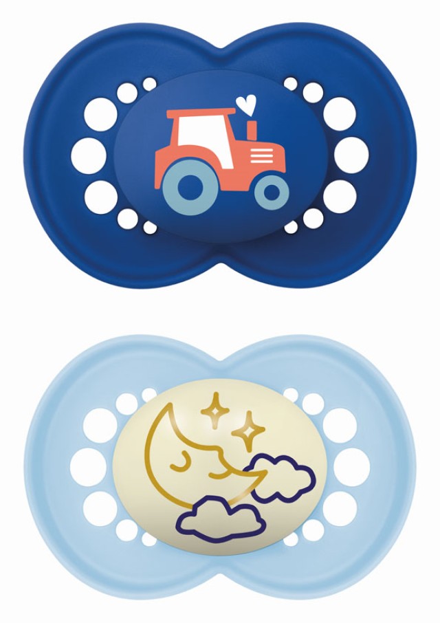 MAM Πιπίλα Day & Night Σιλικόνης 16m+ Χρώμα Μπλε, 2τμχ