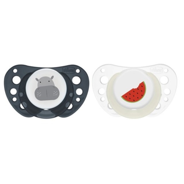Chicco Physio Forma Air Πιπίλα Σιλικόνης 16-36m Χρώμα Γκρι-Διάφανο , 2τμχ