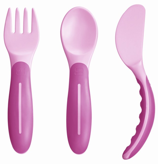 MAM Baby’s Cutlery 6m+ Χρώμα Ροζ, 3τμχ