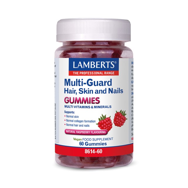 Lamberts Multi-Guard Hair, Skin and Nails με Φυσική Γεύση Σμέουρο, 60 Ζελεδάκια
