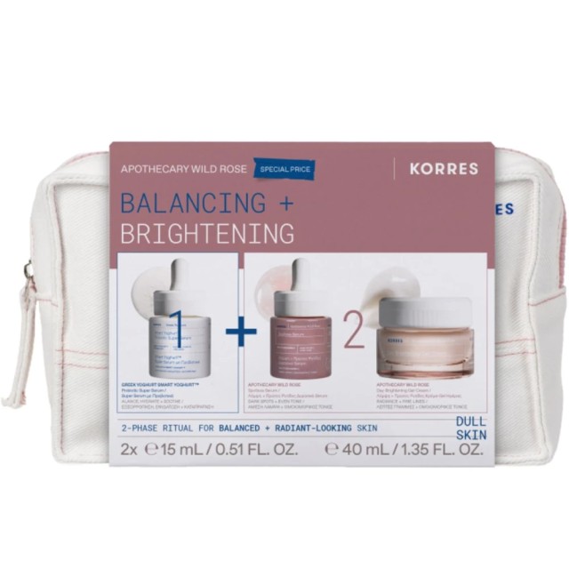 Korres Promo Greek Yoghurt Smart Probiotic Super Serum 15ml & Apothecary Wild Rose Vitamin Super C Spotless Serum 15ml & Wild Rose Vitamin Super C Face Cream Normal Mixed 40ml & Δώρο Νεσεσέρ