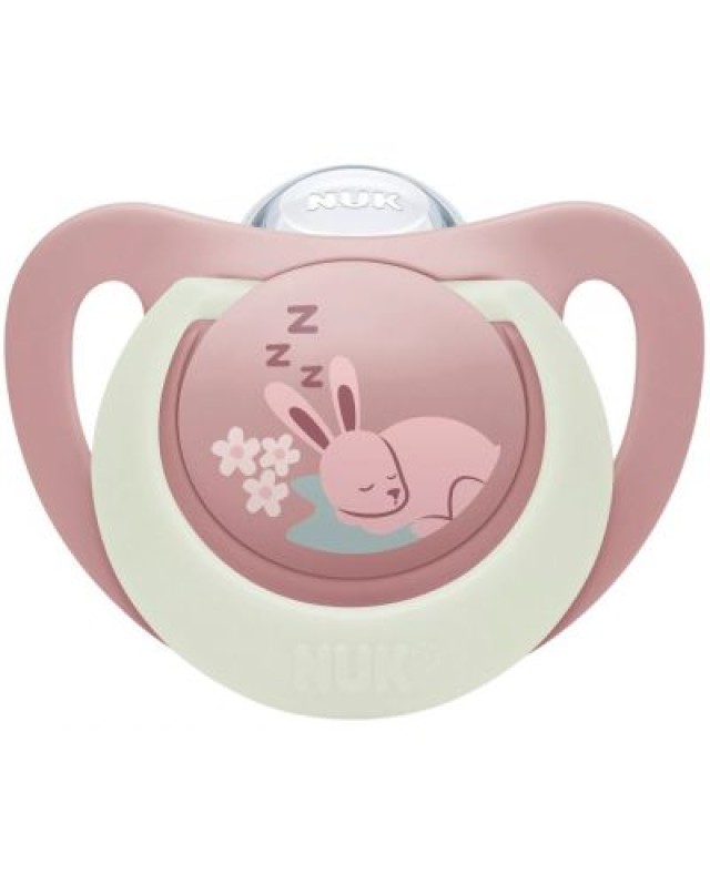 NUK First Choice Night Πιπίλα Σιλικόνης 0-6m Χρώμα Σάπιο Μήλο, 1τμχ