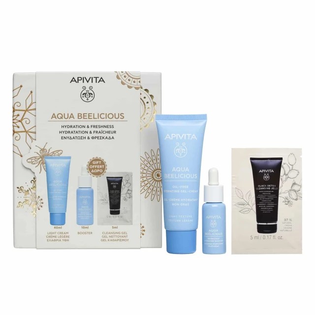 Apivita Promo Aqua Beelicious Απαλή Κρέμα Ενυδάτωσης Ελαφριάς Υφής 40ml & ΔΩΡΟ Aqua Beelicious Hydrating Booster 10ml + Black Detox Cleansing Gel 5ml