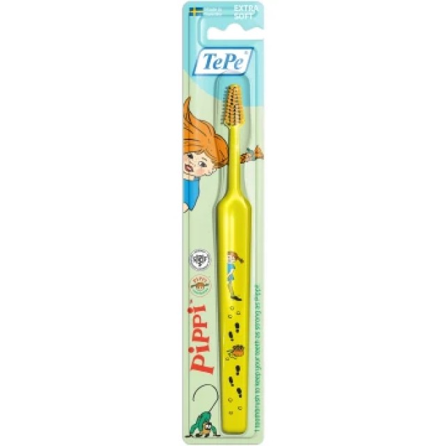 Tepe Kids Extra Soft Pippi Οδοντόβουρτσα για Παιδιά άνω των 3 ετών Χρώμα Κίτρινο 1τμχ