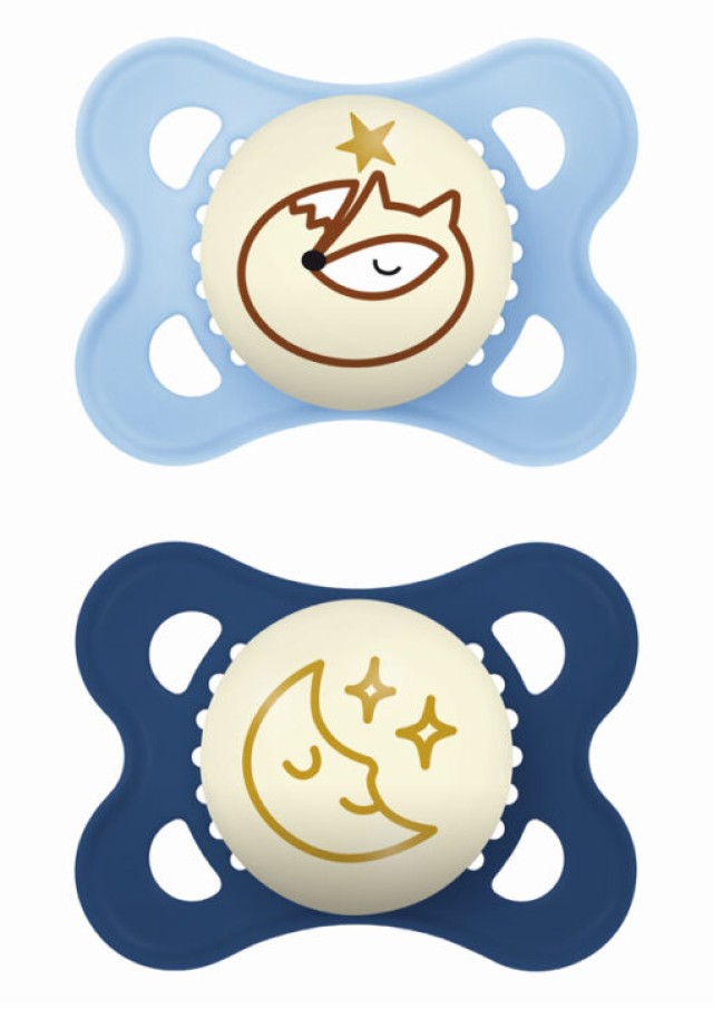 MAM Πιπίλα Σιλικόνης Original Night 2-6m Χρώμα Γαλάζιο-Μπλε, 2τμχ