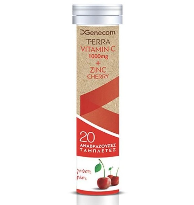 Genecom Terra Vitamin C 1000mg & Zinc 20 αναβράζοντα δισκία με γεύση κεράσι