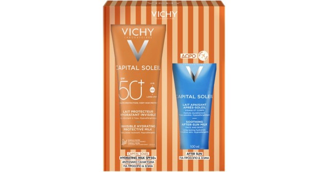 Vichy Promo Capital Soleil Invisible Hydrating Protective Milk SPF50+ 300ml + ΔΩΡΟ Vichy Capital Soleil Soothing After-Sun Milk 100ml