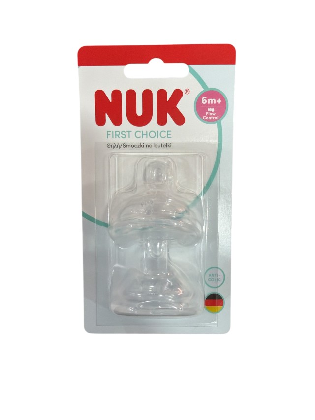NUK First Choice+ Θηλή Σιλικόνης με έλεγχο ροής 6m+, 2τμχ