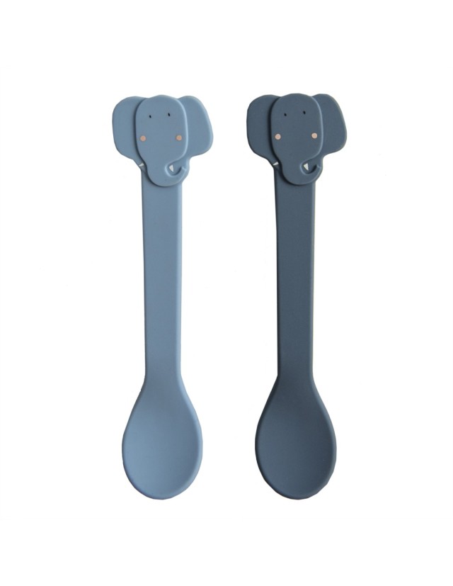 Trixie Silicone Spoon Mrs.Elephant 6m+ Χρώμα Μπλε, 2τμχ