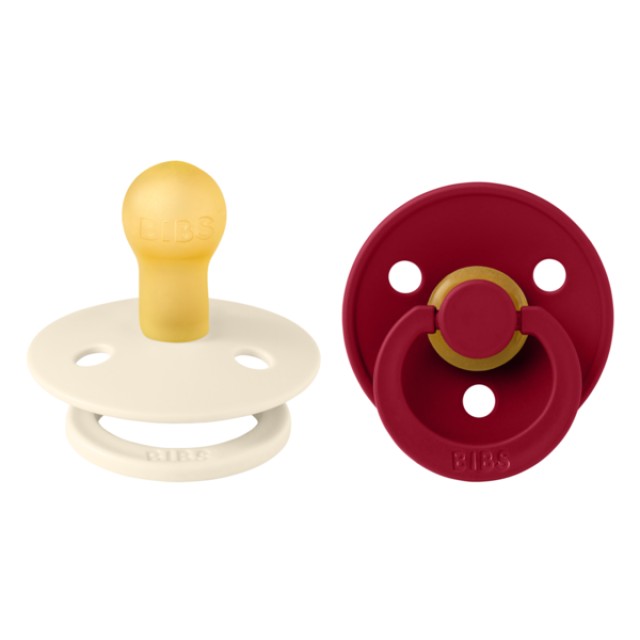 Bibs Πιπίλες Καουτσούκ Colour Pacifier Natural Rubber Size 1 0m+ Χρώμα Άσπρο-Κόκκινο, 2τμχ