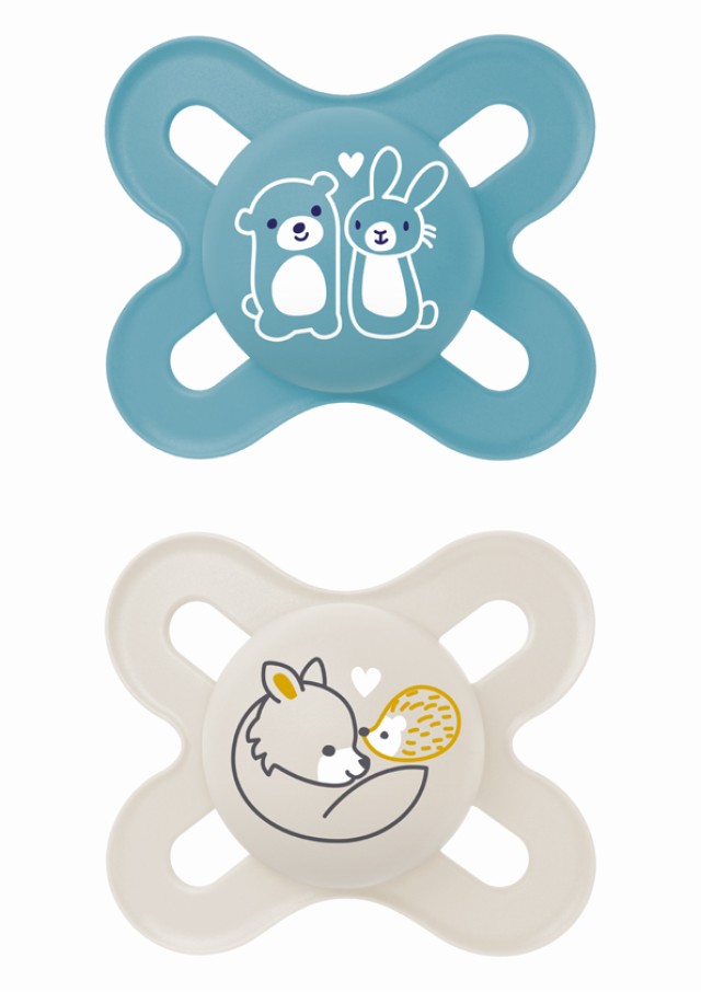 MAM Πιπίλα Start Σιλικόνης 0-2m Χρώμα Γαλάζιο-Κρεμ, 2τμχ