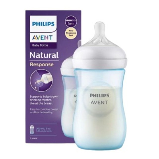 Avent Natural Response Μπιμπερό Πλαστικό Χρώμα Μπλε 1m+ SCY903/21 260ml, 1τμχ