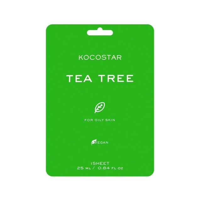 Kocostar Tea Tree Sheet Εμποτισμένη Μάσκα Τόνωσης για Λιπαρές Επιδερμίδες 25ml