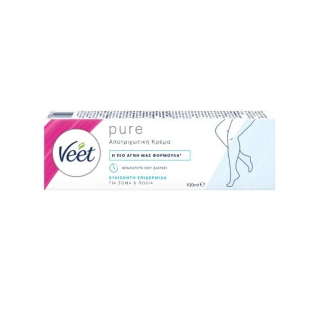 Veet Pure Αποτριχωτική Κρέμα για Πόδια & Σώμα για ευαίσθητη επιδερμίδα 100ml