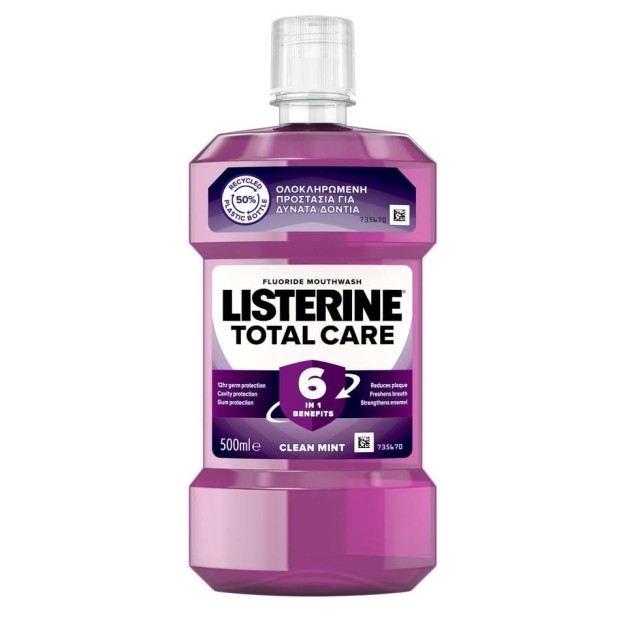 Listerine Fluoride Mouthwash Total Care Clean Mint 500ml