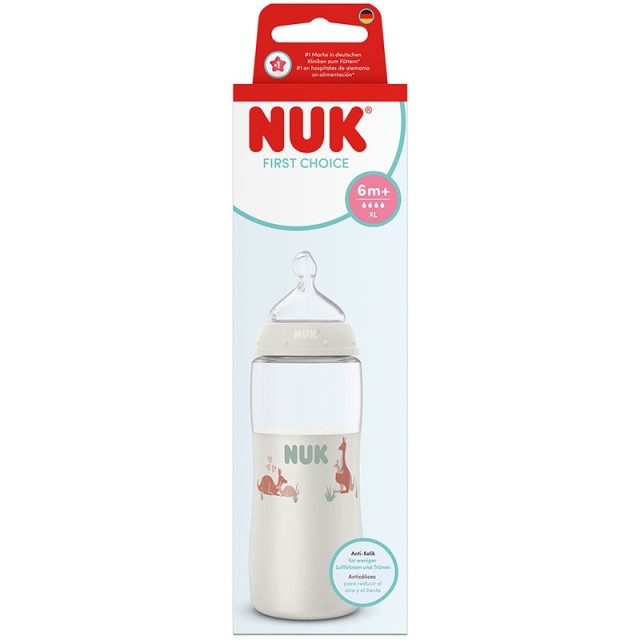 NUK First Choice Μπιμπερό Πλαστικό Με Δείκτη Ελέγχου Θερμοκρασίας 6m+ 360ml Χρώμα Άσπρο, 1τμχ