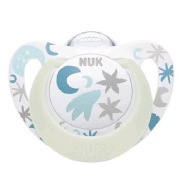 NUK Star Night Πιπίλα Σιλικόνης 0-6m Χρώμα Άσπρο, 1τμχ