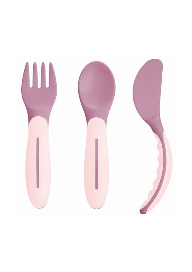 MAM Baby’s Cutlery 6m+ Χρώμα Σάπιο Μήλο-Ροζ, 3τμχ