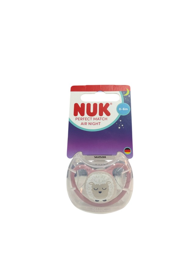 NUK Perfect Match Air Night Πιπίλα Σιλικόνης 0-6m Χρώμα Σάπιο Μήλο, 1τμχ