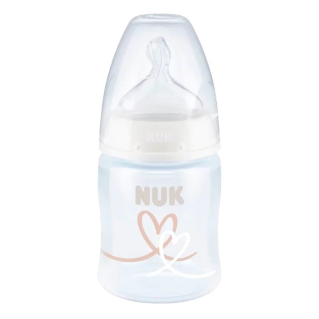 NUK First Choice Plus Μπιμπερό Πλαστικό με Δείκτη Ελέγχου Θερμοκρασίας με θηλή σιλικόνης 0-6m (M) 150ml Χρώμα Άσπρο, 1τμχ